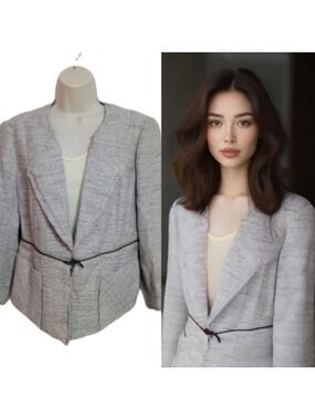 Classiques Entier Grey Tweed Blazer Jacket Medium